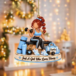 Personalized Fitness Girl Christmas Ornament – Custom Name Gym Keepsake | Gift For Workout & Weightlifting Lovers