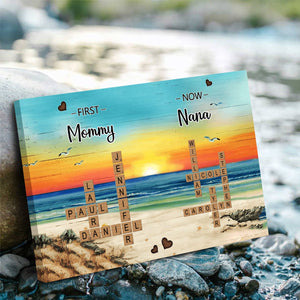 First Mom Now Grandma Crossword Puzzle Art Personalized Canvas Poster