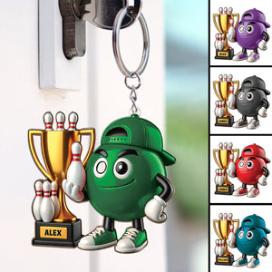 Bowling Champion Custom Color And Name - Personalized Acrylic Keychain