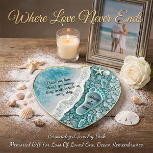 "Where Love Never Ends" โ Sea Glass Design Personalized Jewelry Dish | Memorial Ocean Remembrance Gift For Loss of Loved One
