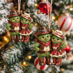 Our First Christmas Together – Personalized Cowboy Couple Wooden Ornament | Custom Keepsake Gift For Couples