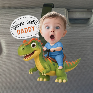 Custom Photo Acrylic Car Visor Clip - Personalized Father's Day Gifts For Dad, Grandpa - Drive Safe Super Dad