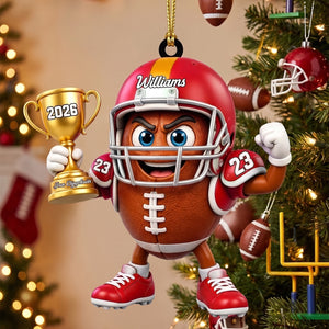 Personalized Cute American Football Mascot Acrylic Hanging Ornament | Unique Gift For Football Fans