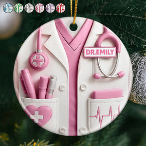 Celebrate A Special Medical Professional - Personalized Circle Ceramic Ornament