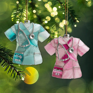 Sea Glass Nurse Scrub - Personalized Nurse Ornament