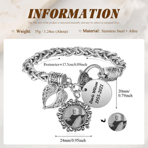 Engraved Name Personalized Memorial Antique Bracelet With Photo