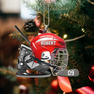 Personalized Hockey Helmet Shaped Ornament โ Gift For Hockey Lovers
