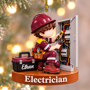 Personalized Electrician Christmas Ornament – Custom Name Acrylic Keepsake | Gift For Electricians & Apprentices