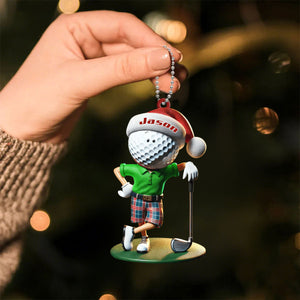 Custom Name Golf Santa Ornament, Golf Lover Christmas Gift