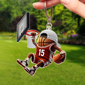Custom Name Basketball Personalized Acrylic Keychain Basketball Team Gift