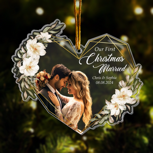 Our First Christmas Married As Mr & Mrs Custom Photo Personalized Acrylic Ornament