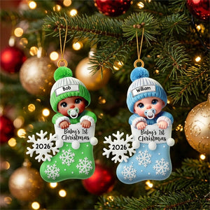 Baby In Christmas Stocking β Baby's 1st Christmas Personalized Ornament