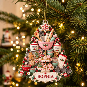 Personalized Baking Christmas Ornament, Custom Name Baker Kitchen Tree Keepsake, Pastry Chef Gift, Gift For Baking Lover