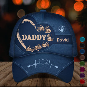 Grandpa Dad Kids Handprints - Personalized Classic Cap