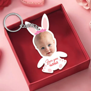 Custom Photo Little Bunny Kid Personalized Gifts For Grandma Keychain Easter Gifts