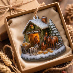 Custom Wood Ornament - Personalized Christmas Birthday Gifts For Women, Men - Christmas At The Horse Farm