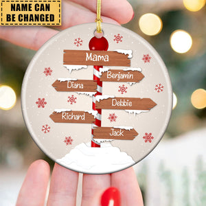 Personalized Christmas Family Sign Ceramic Ornament