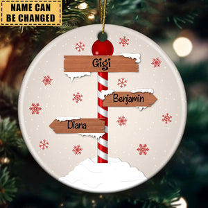 Personalized Christmas Family Sign Ceramic Ornament