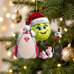 Tennis Racket & Backpack Design Christmas Acrylic Hanging Ornament β Personalized Tennis Ball Mascot Gift For Players