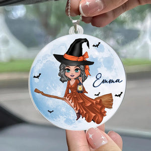 Witch Hat Cartoon Moon Character - Personalized Acrylic Ornament Gift for Women