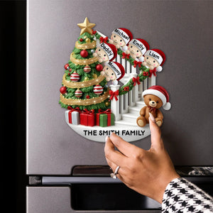 Family Members On Christmas Stairs Personalized Decal