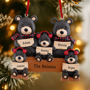 Holiday Bear Family Christmas Gift Personalized Ornament