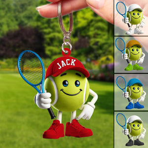Cool Tennis Ball Acrylic Keychain, Personalized Ornament, Tennis Lover Gift