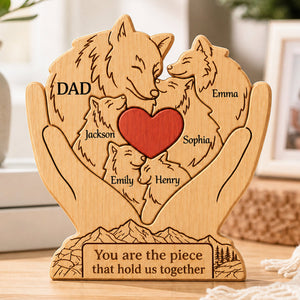 Personalized Wooden Art Puzzle β "Family First, Pack Forever" β Father's Day Gift For Dad & Grandpa