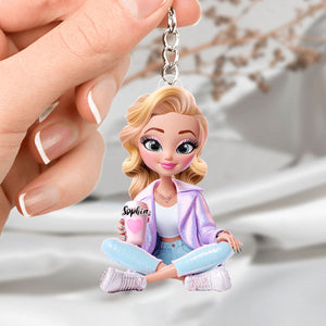 Adorable Doll Acrylic Keychain - Personalized Gifts For Her