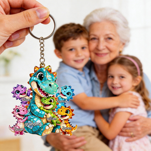 Dinosaur Grandma Grandkids - Personalized Acrylic Keychain Gift for Grandma, Mom