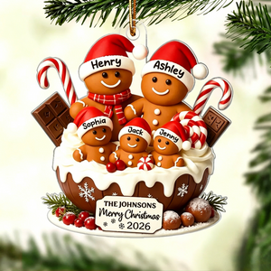 Personalized Gingerbread Family Acrylic Ornament โ Warm Holiday Decor For Family