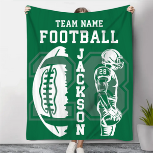 Personalized Football Team Flannel Blanket – Custom Player Name & Number Throw | Senior 2027 Keepsake
