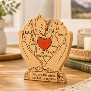 Personalized Wooden Art Puzzle β "Family First, Pack Forever" β Father's Day Gift For Dad & Grandpa