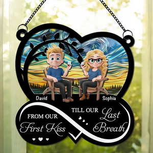 From Our First Kiss - Personalized Couple Window Suncatcher Ornament
