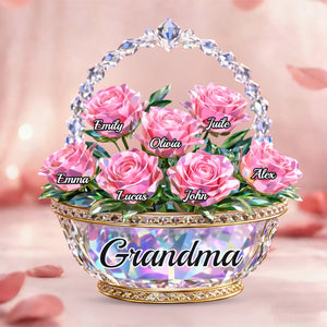 Mom Is My Home - Personalized Shining Flower Basket Acrylic Plaque, Gifts For Mom, Grandma