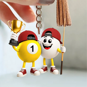 Personalized Custom Name Billiard Couple Keychain – A Fun Gift For Billiard Lovers & Pool Players