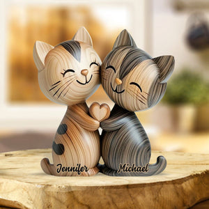 Personalized Cute Cat Couple Custom Shaped Acrylic Plaque