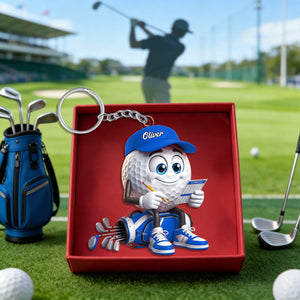 Personalized Golf Mascot Keychain – Funny Golf Ball & Scorecard Key Holder For Golf Bag