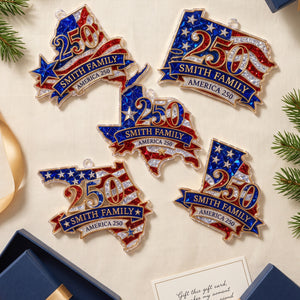 Personalized "The State Pride" Acrylic Hanging Ornament β Celebrating America 250th Anniversary | Luxury Patriotic Gift