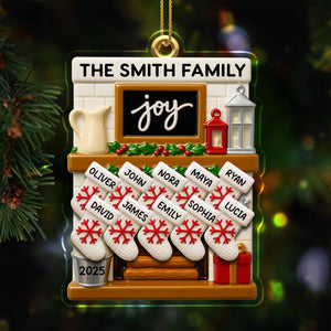 Joy to the World, Stockings By the Fireplace, Personalized Custom Acrylic Ornament