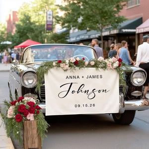 Custom Last Name Wedding Sign - Personalized Names Wedding Table Runner, Engagement Party Gift