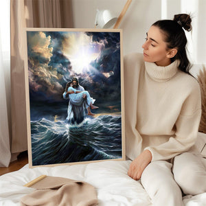 The Savior Who Calms Every Storm -Christian canvas, Christian home decor