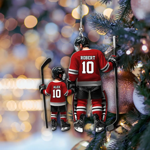 Father And Son β Personalized Ice Hockey Players Shaped Acrylic Ornament