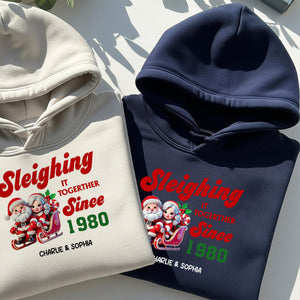 Personalized Couples Christmas Hoodie, Couple Matching,Santa and Mrs. Claus Together Since