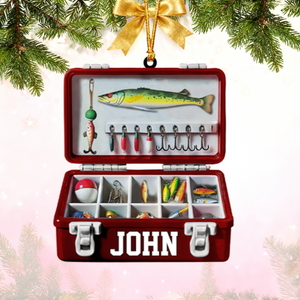 Personalized Fishing Tackle Box Acrylic Ornaments Presents For Fishermen