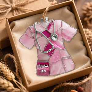 Sea Glass Nurse Scrub - Personalized Nurse Ornament