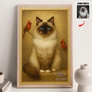 Custom Pet Portrait Painting, Dog Portrait From Photo, Personalized Canvas Poster, Memorial Cardinal Gift