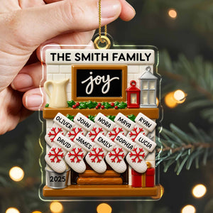 Joy to the World, Stockings By the Fireplace, Personalized Custom Acrylic Ornament
