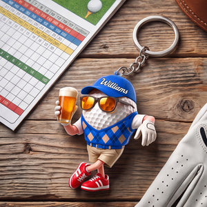 "Beer & Golf" – Personalized Keychain | A Fun Gift For Golf Lovers
