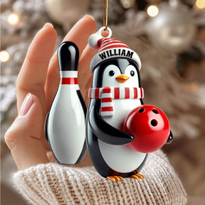 Personalized Custom Name Bowling Ornament, Bowling Lover Christmas Gift